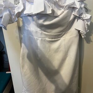 Luxxel White Ruffle Mini Dress